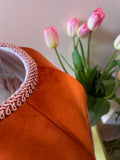 Handmade Coral Velvet and Dusky Pink Fringe Lampshade