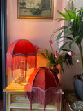 Handmade Coral Velvet and Dusky Pink Fringe Lampshade