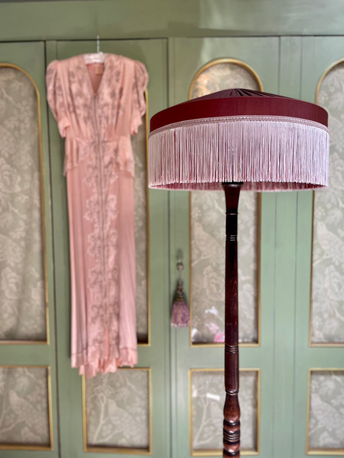 Marlene - Handmade Copper Silk Pleated Fringe Lampshade