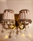 Blush Pink Gathered Lampshade with Oyster Tassel Trim