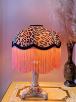 Veronica Leopard Velvet and Pink Fringe Lampshade