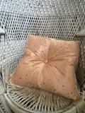 Handmade Peach Satin and Gold Star Fringe Cushion
