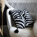 Handmade Zebra Print Velvet Tassel Cushion
