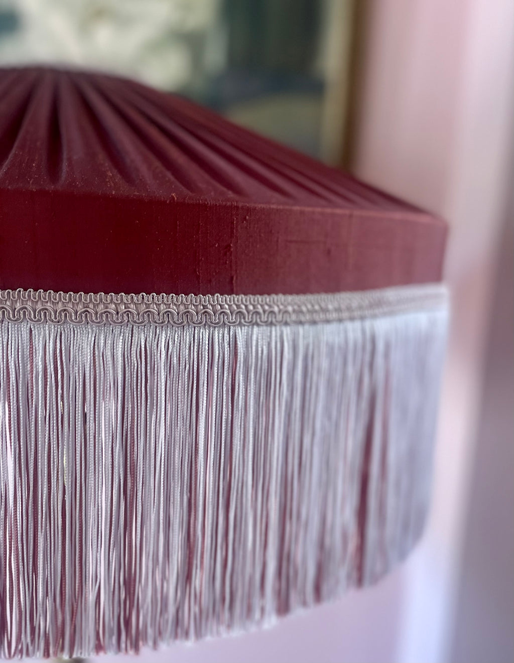Marlene - Handmade Copper Silk Pleated Fringe Lampshade