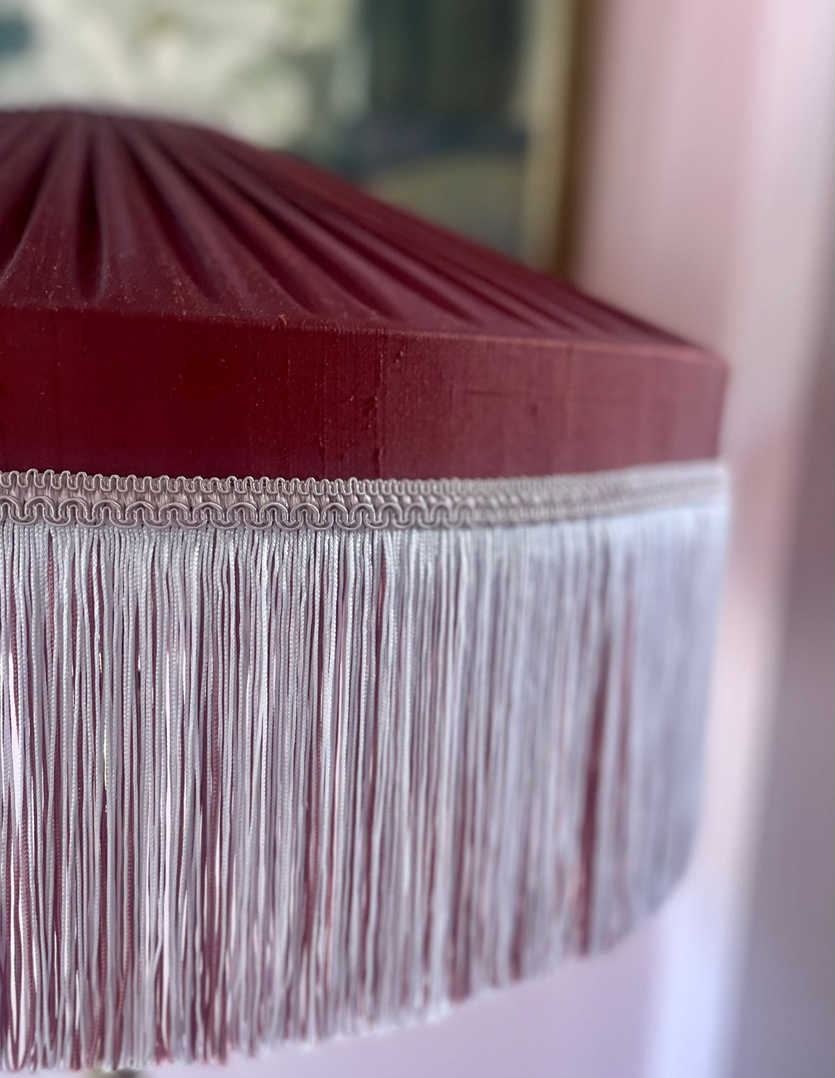 Marlene - Handmade Copper Silk Pleated Fringe Lampshade