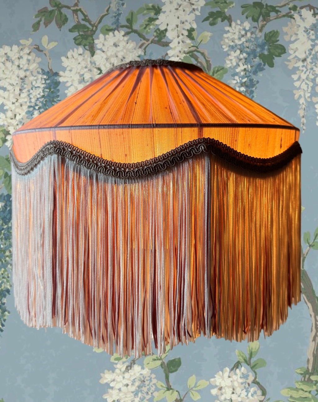 Handmade Pearl Pink Silk Fringe Lampshade