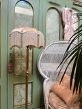 Handmade Pink Satin and Gold Star Fringe Lampshade