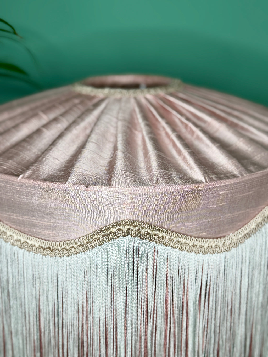 Handmade Pearl Pink Silk Fringe Lampshade