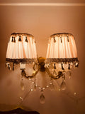 Blush Pink Gathered Lampshade with Oyster Tassel Trim