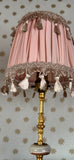 Blush Pink Gathered Lampshade with Oyster Tassel Trim
