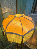 Handmade Pink Satin and Gold Star Fringe Lampshade