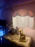 Handmade Dusky Pink Velvet & Ivory Fringe Lampshade