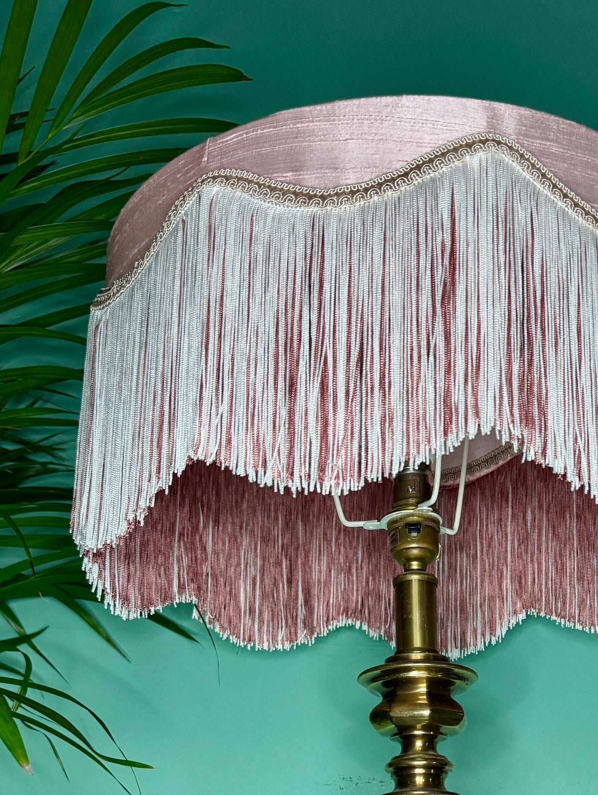 Handmade Pearl Pink Silk Fringe Lampshade