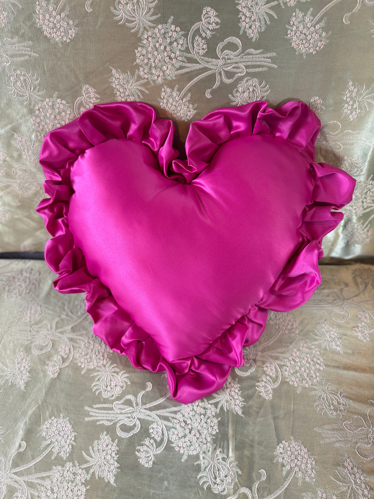 Handmade Leopard Print Velvet & Hot Pink Heart Ruffle Cushion