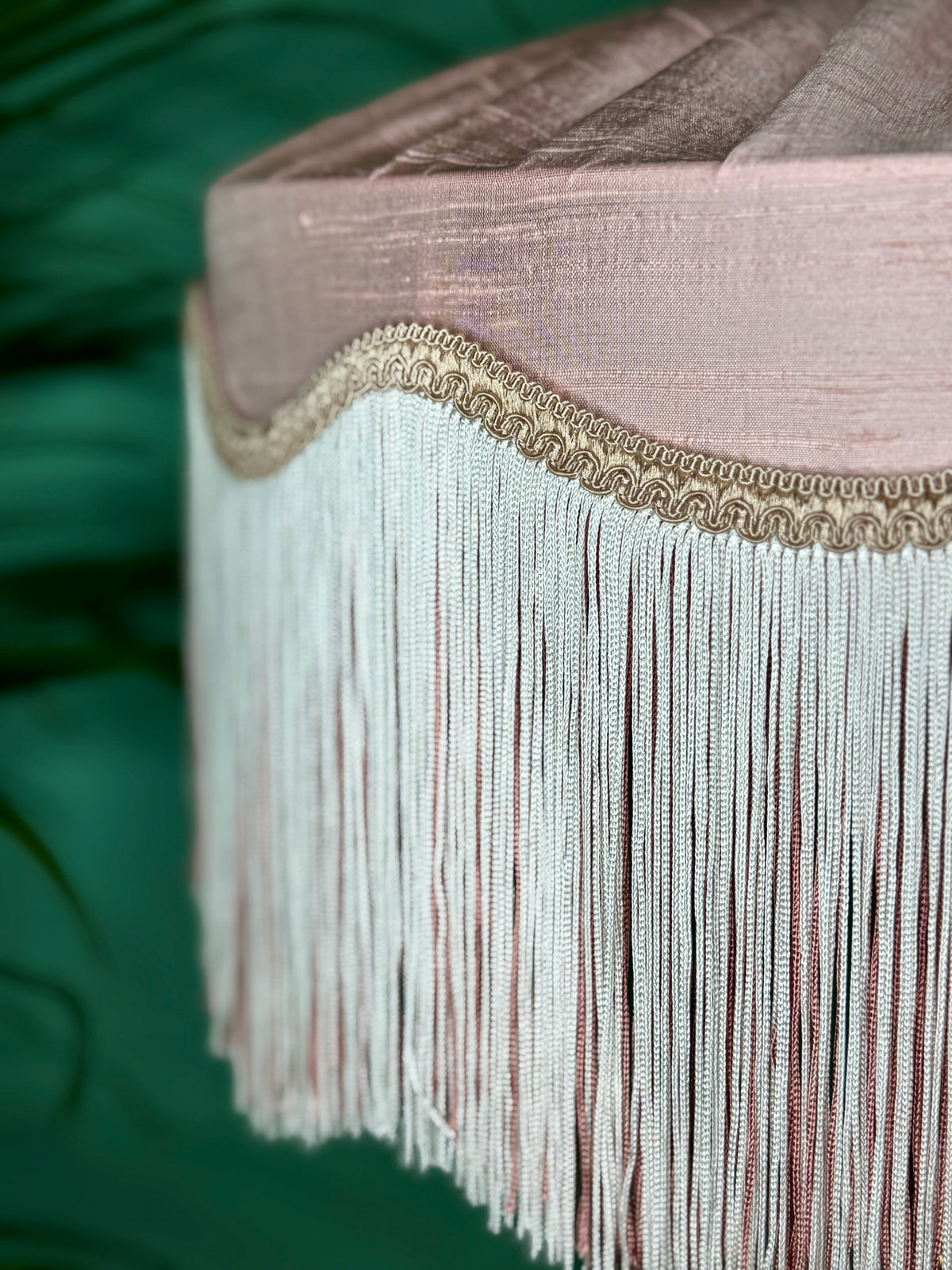 Handmade Pearl Pink Silk Fringe Lampshade