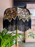 Handmade Black Floral Liberty Fringe Lampshade - One of a kind