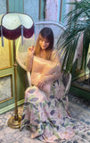 Handmade Peach Satin and Gold Star Fringe Cushion