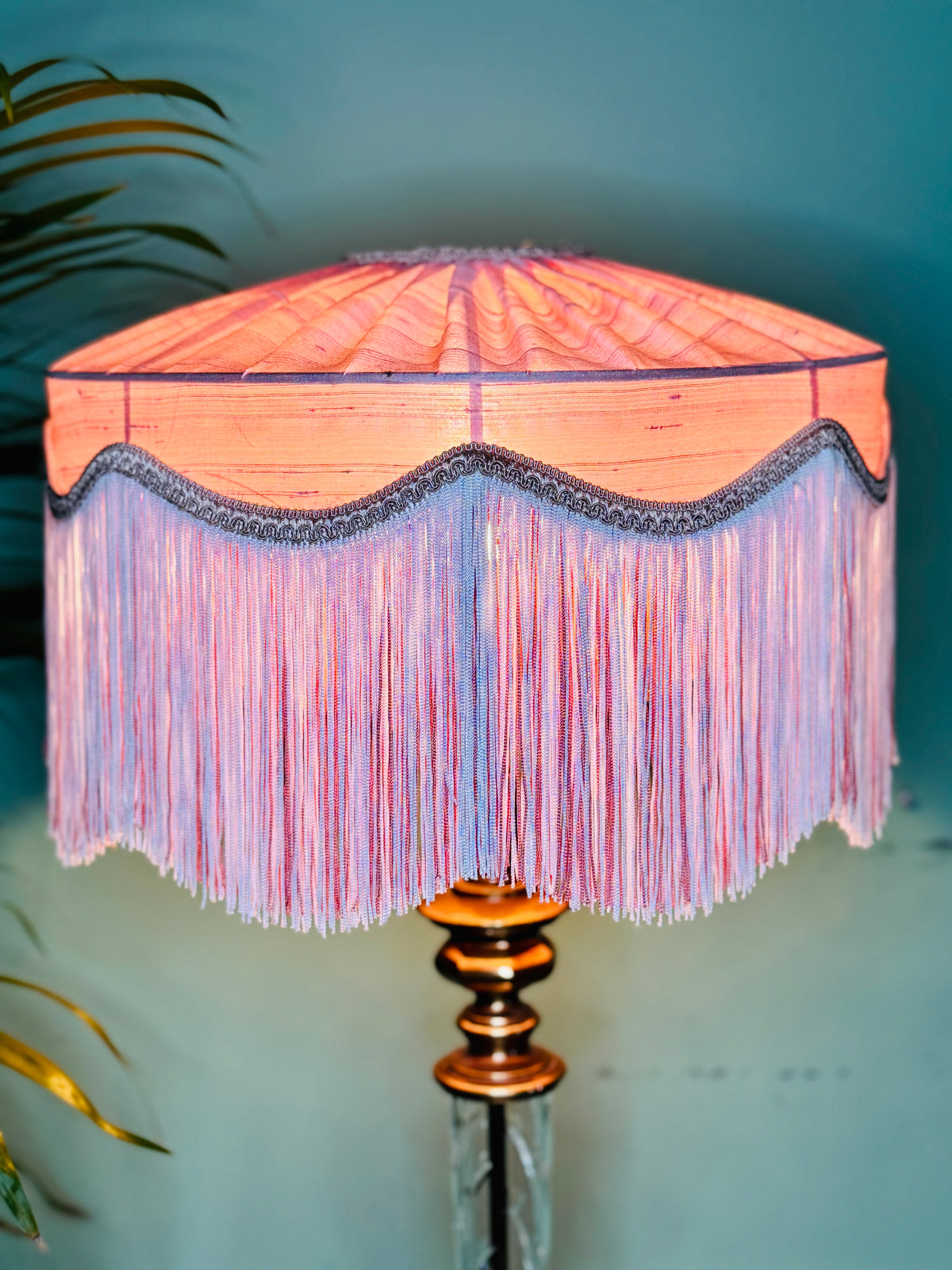 Handmade Pearl Pink Silk Fringe Lampshade
