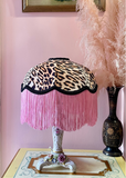 Veronica Leopard Velvet and Pink Fringe Lampshade