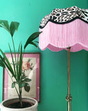 16” Leopard Print velvet & Pink Fringe Lampshade