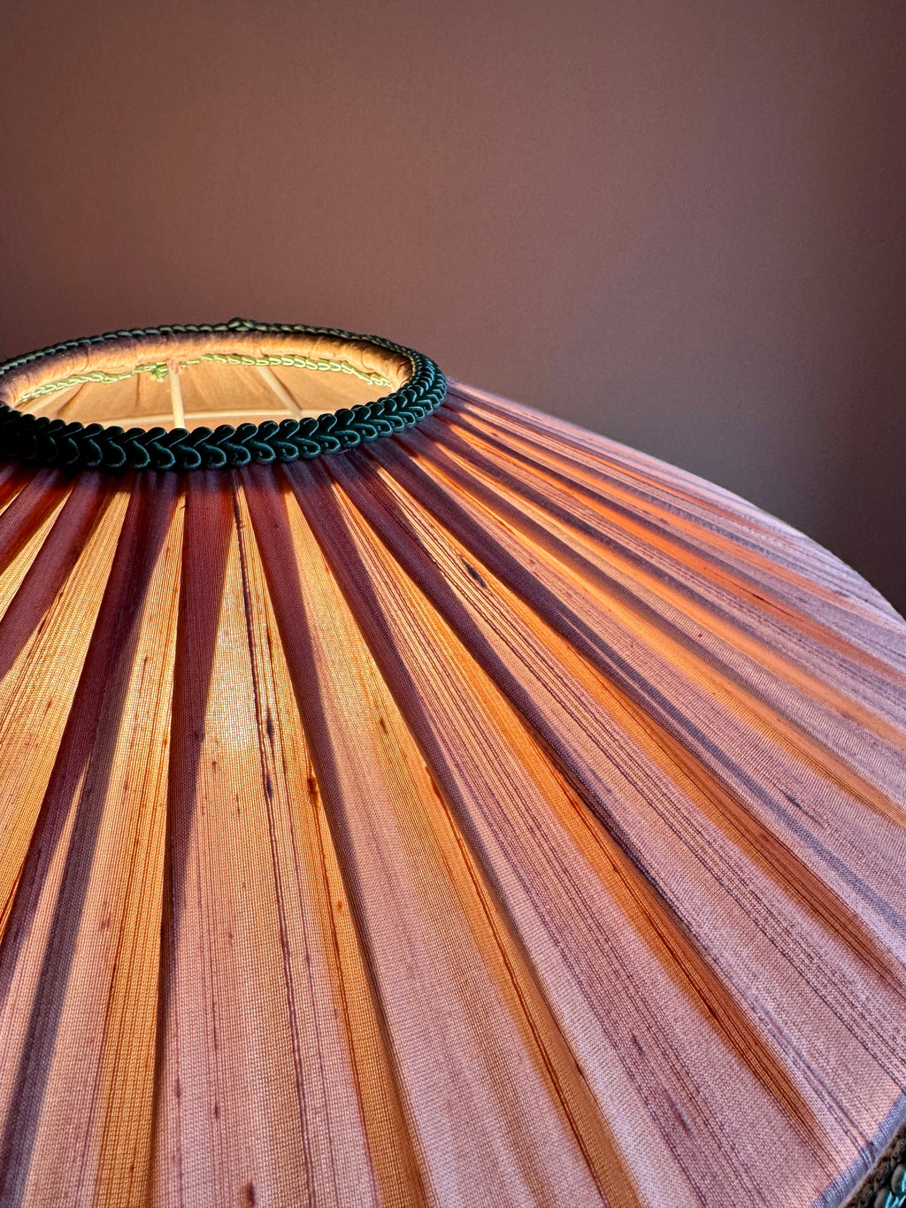 Handmade Pale Pink & Mint Green Silk Pleated Fringe Lampshade