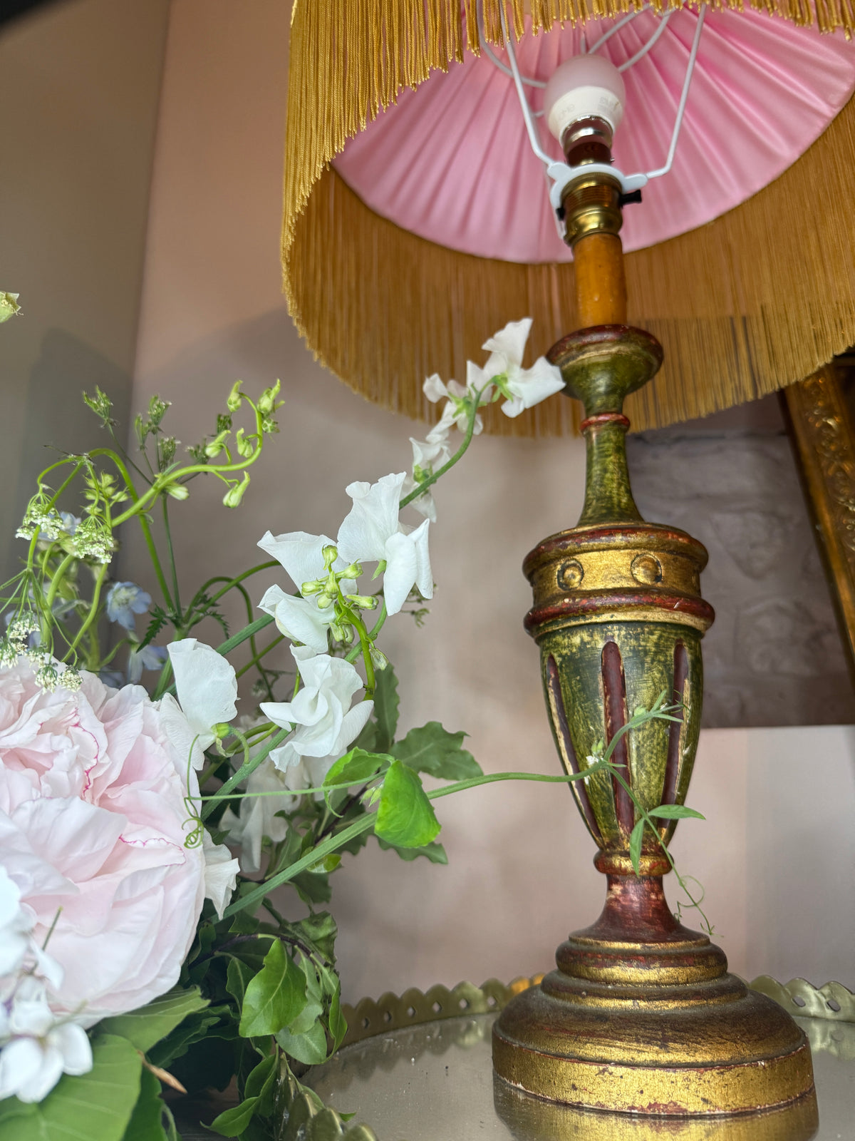 Handmade Hot Pink Silk Fringe Lampshade