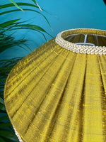 Gold Silk Pleated Fringe Lampshade