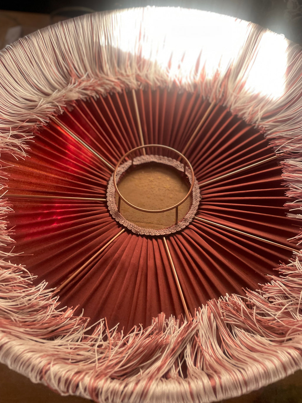 Marlene - Handmade Copper Silk Pleated Fringe Lampshade