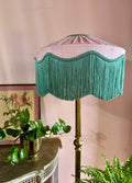 Handmade Pale Pink & Mint Green Silk Pleated Fringe Lampshade