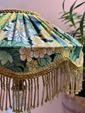 Handmade Floral Lampshade with Gold Bead Fringe