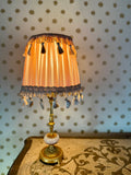Blush Pink Gathered Lampshade with Oyster Tassel Trim