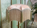 Handmade Pink Satin and Gold Star Fringe Lampshade