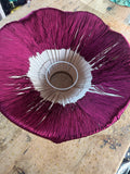 Handmade Navy Blue Velvet Fringe Lampshade With Red Wine Fringe and Gold Silk Braid