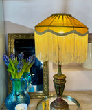Gold Silk Pleated Fringe Lampshade