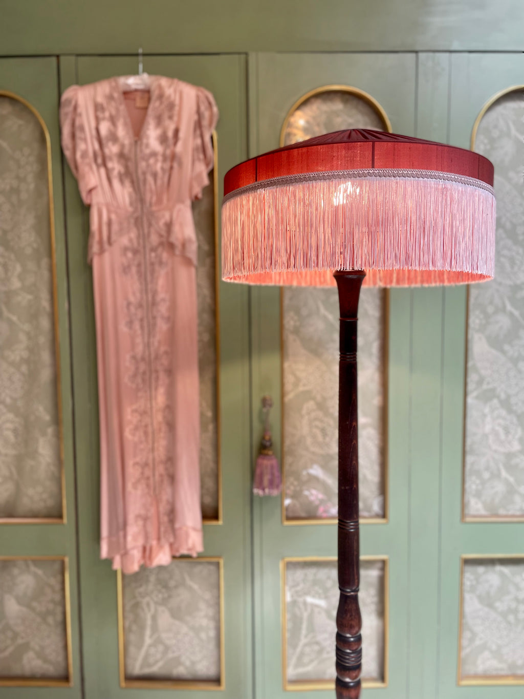 Marlene - Handmade Copper Silk Pleated Fringe Lampshade