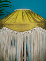 Gold Silk Pleated Fringe Lampshade