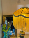 Gold Silk Pleated Fringe Lampshade