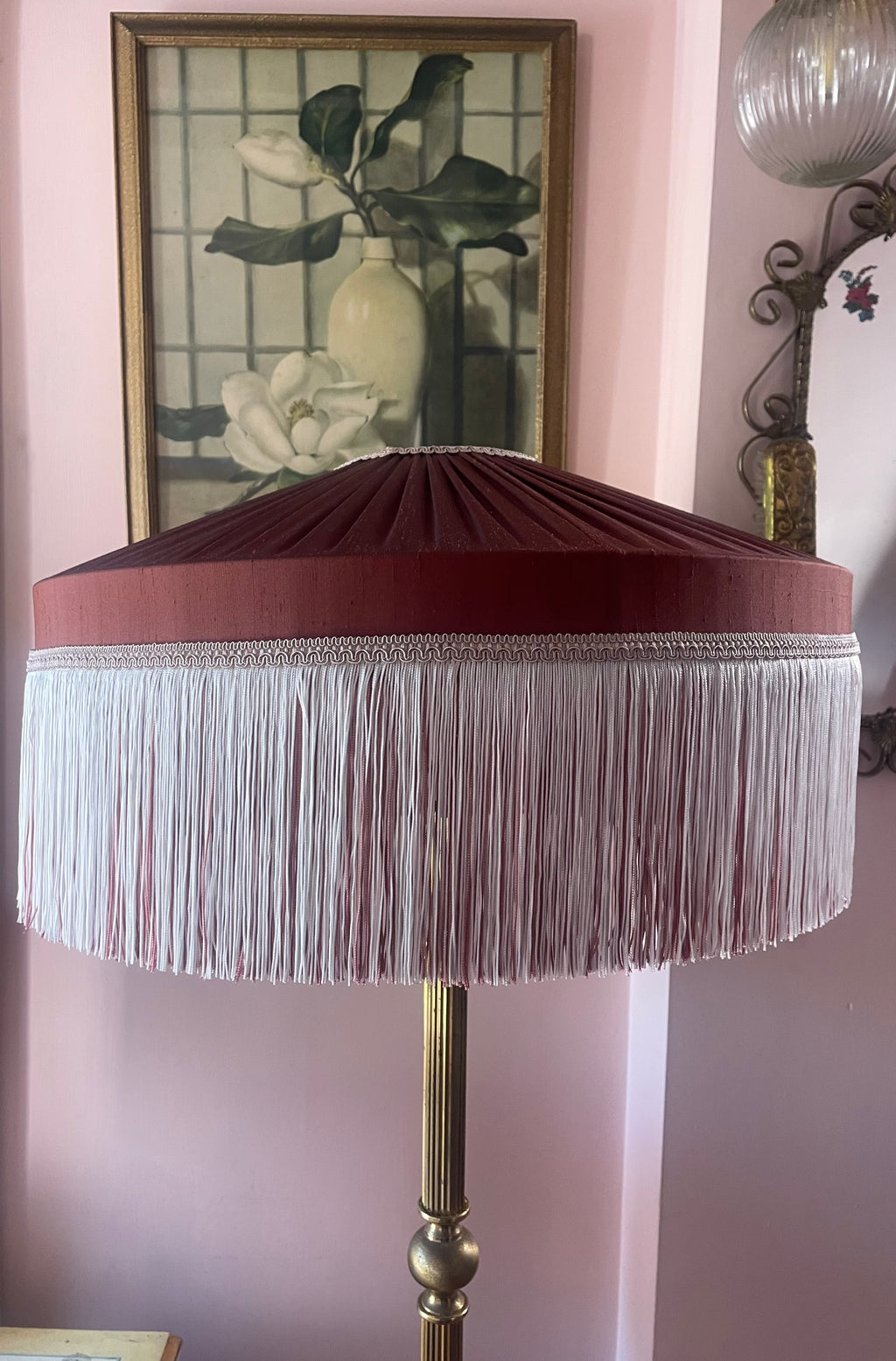 Marlene - Handmade Copper Silk Pleated Fringe Lampshade