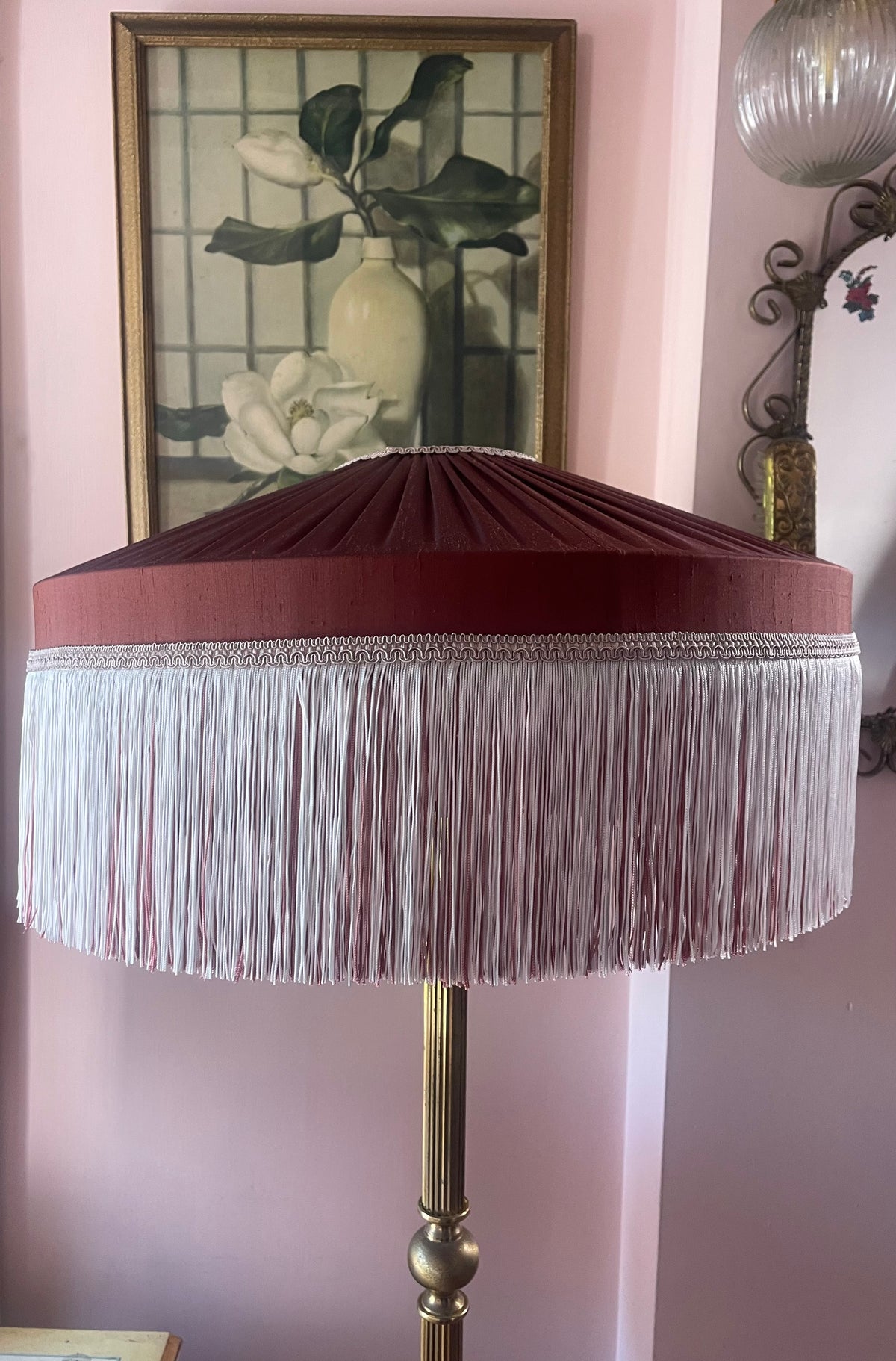 Marlene - Handmade Copper Silk Pleated Fringe Lampshade