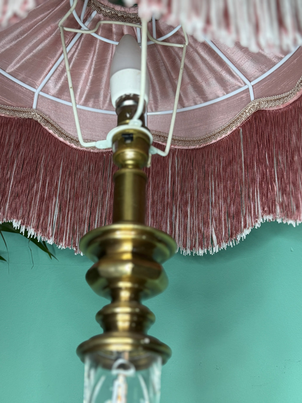 Handmade Pearl Pink Silk Fringe Lampshade