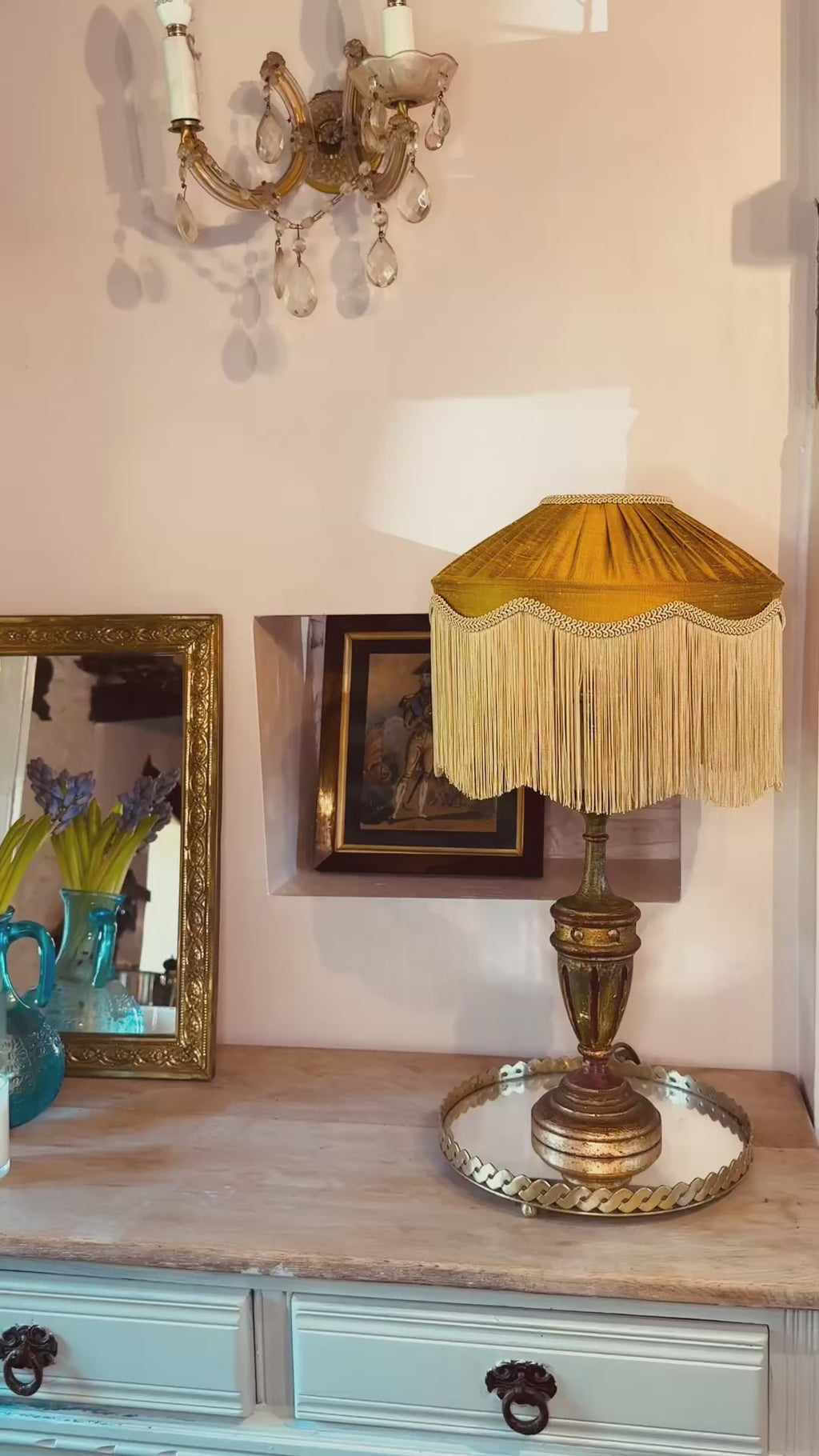 Handmade Gold Silk Fringe Lampshade