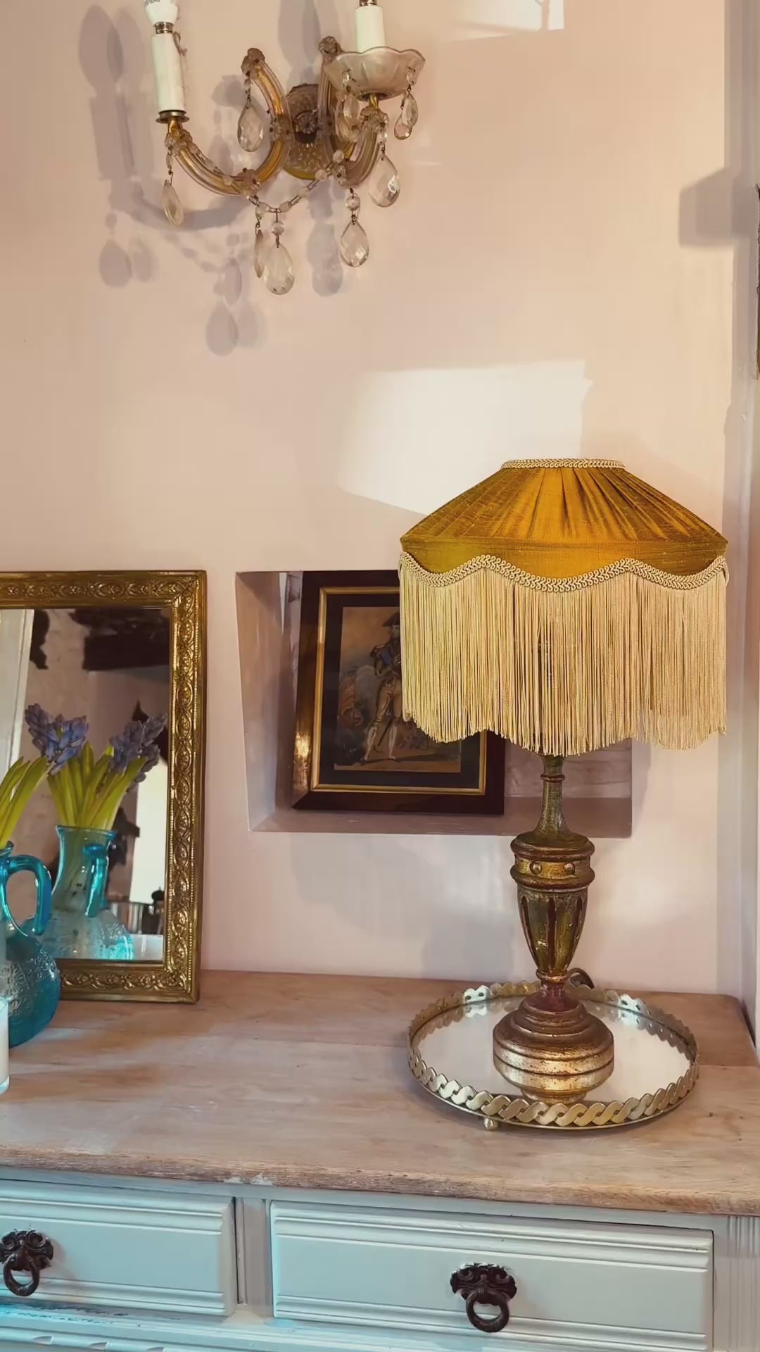 Handmade Gold Silk Fringe Lampshade