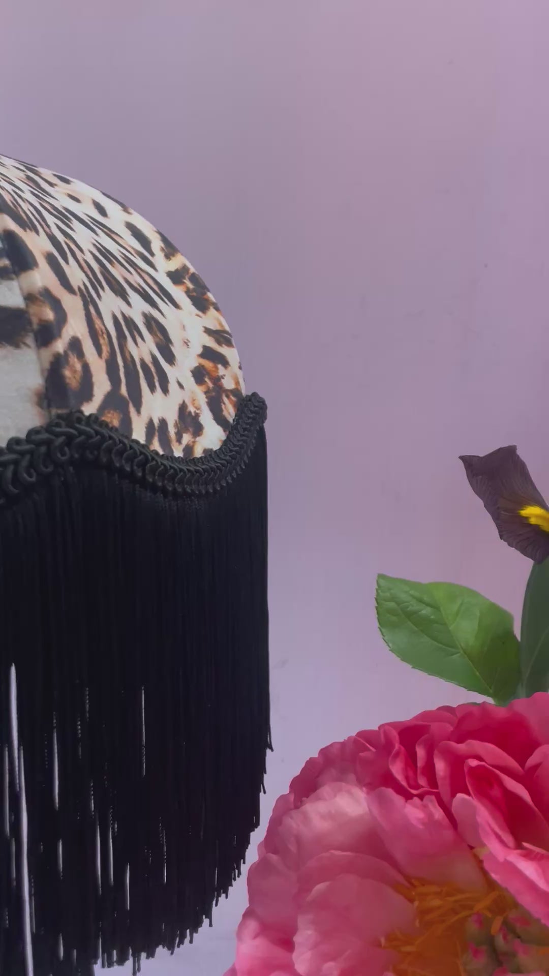 Handmade Leopard Print Velvet Fringe Lampshade