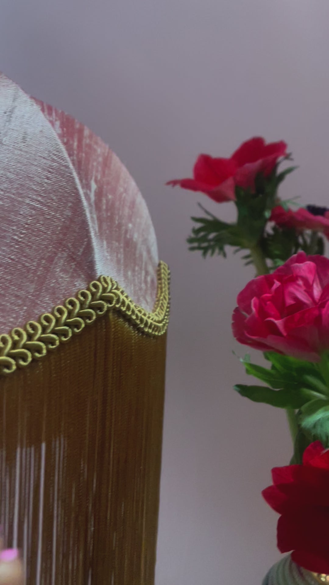 Handmade Antique Rose & Gold Silk Fringe Lampshade