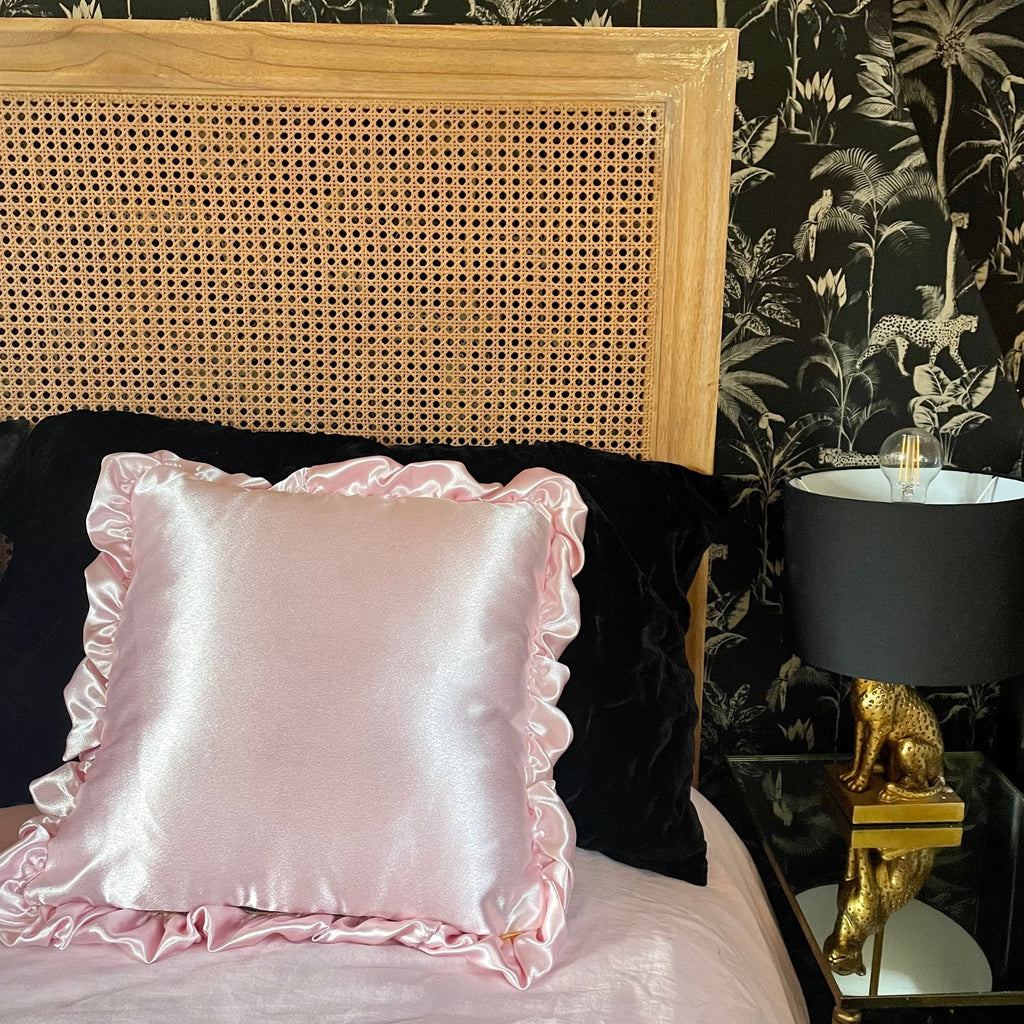 Handmade French kiss Pink Satin Cushion