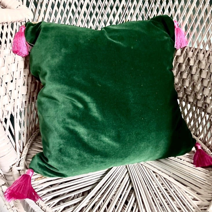 Handmade Tiger Print Velvet Tassel Cushion