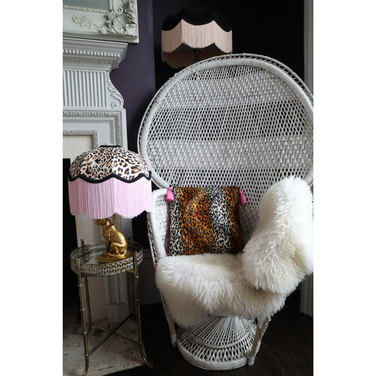 Handmade Soft Leopard Print & Hot Pink Velvet Tassel Cushion