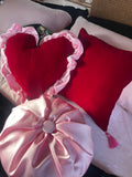 Valentina Velvet Heart Ruffle Cushion