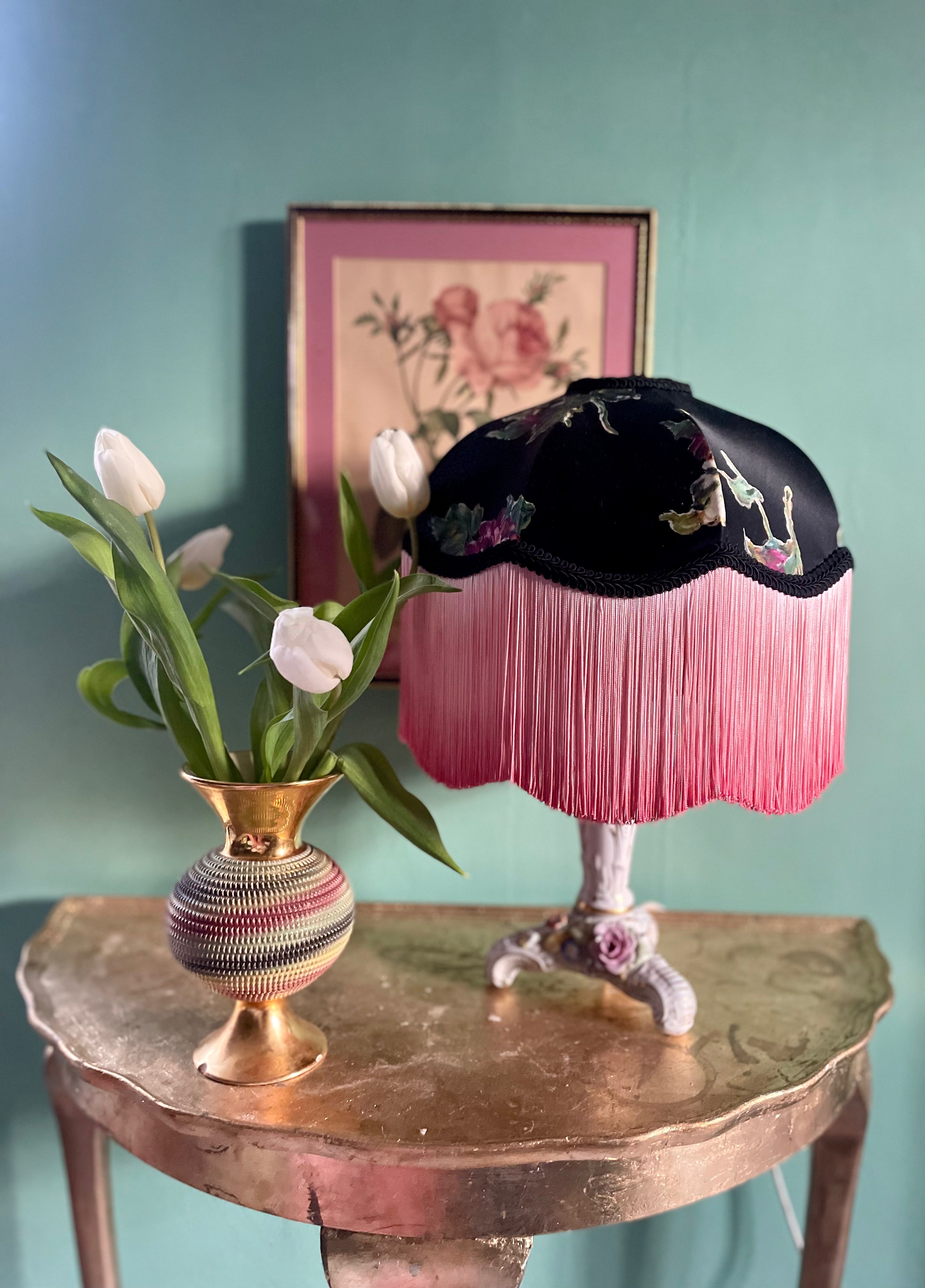 (Sold Out) Handmade Dark black floral Victorian inspired lampshade