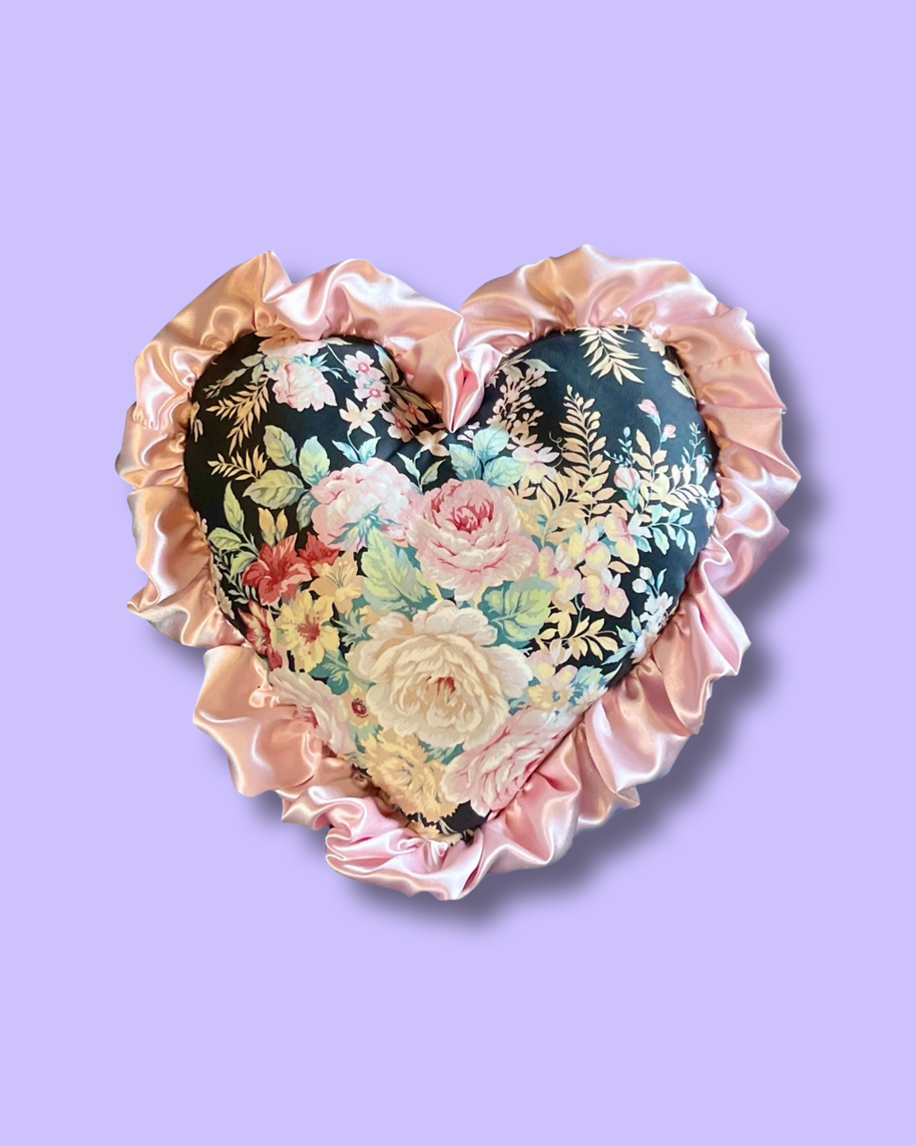 Handmade Vintage Floral Heart Cushion